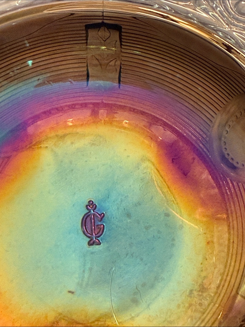 Vintage Art Deco Imperial Iridescent Carnival Glass Lidded Dish - Picture 2 of 7